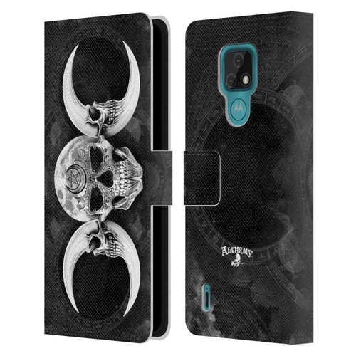Alchemy Gothic Skull Dark Goddess Moon Leather Book Wallet Case Cover For Motorola Moto E7