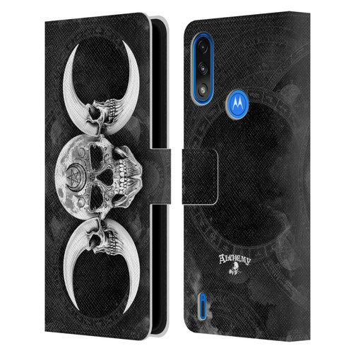 Alchemy Gothic Skull Dark Goddess Moon Leather Book Wallet Case Cover For Motorola Moto E7 Power / Moto E7i Power