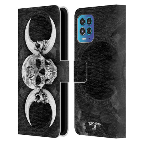 Alchemy Gothic Skull Dark Goddess Moon Leather Book Wallet Case Cover For Motorola Moto G100