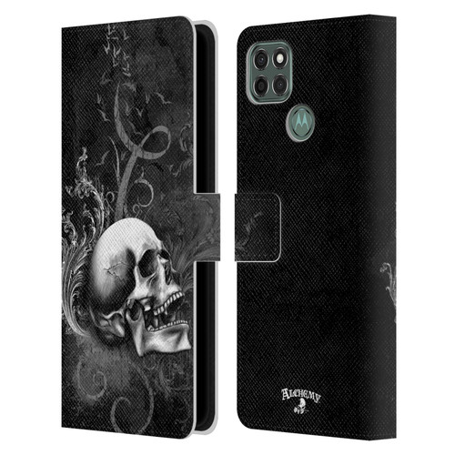 Alchemy Gothic Skull De Profundis Leather Book Wallet Case Cover For Motorola Moto G9 Power