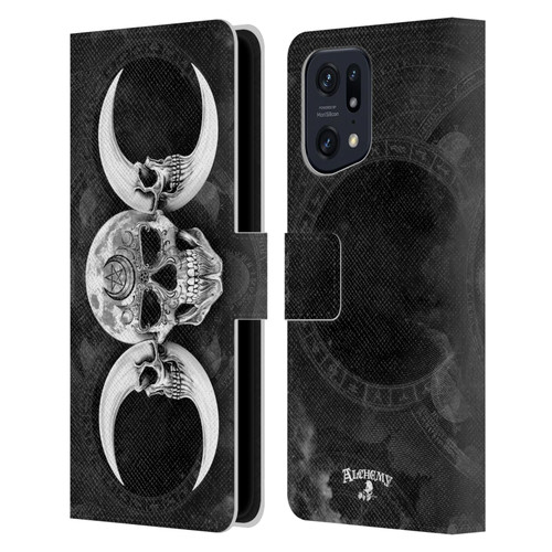 Alchemy Gothic Skull Dark Goddess Moon Leather Book Wallet Case Cover For OPPO Find X5