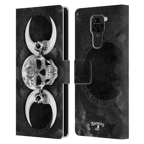 Alchemy Gothic Skull Dark Goddess Moon Leather Book Wallet Case Cover For Xiaomi Redmi Note 9 / Redmi 10X 4G