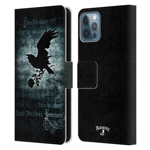 Alchemy Gothic Wing Nevermore Leather Book Wallet Case Cover For Apple iPhone 12 / iPhone 12 Pro