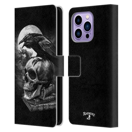 Alchemy Gothic Wing Poe's Raven Leather Book Wallet Case Cover For Apple iPhone 14 Pro Max