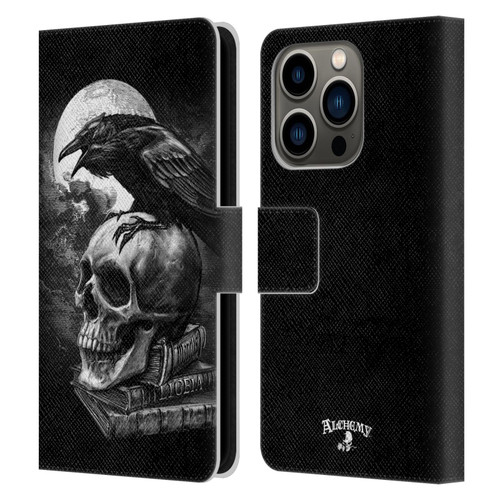 Alchemy Gothic Wing Poe's Raven Leather Book Wallet Case Cover For Apple iPhone 14 Pro