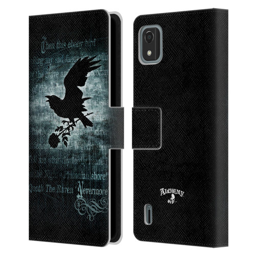 Alchemy Gothic Wing Nevermore Leather Book Wallet Case Cover For Nokia C2 2nd Edition