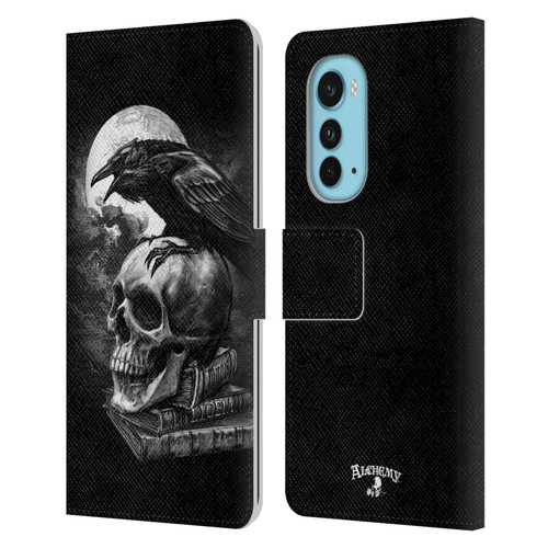 Alchemy Gothic Wing Poe's Raven Leather Book Wallet Case Cover For Motorola Edge (2022)