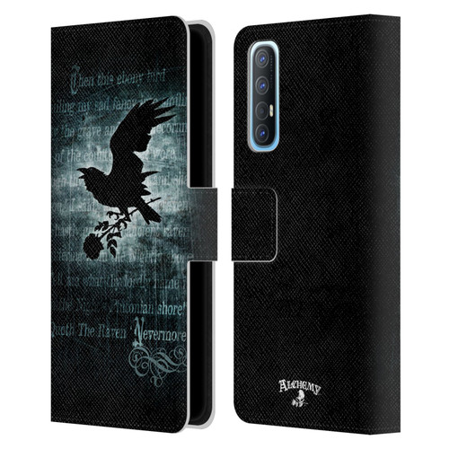 Alchemy Gothic Wing Nevermore Leather Book Wallet Case Cover For OPPO Find X2 Neo 5G