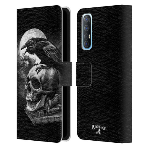 Alchemy Gothic Wing Poe's Raven Leather Book Wallet Case Cover For OPPO Find X2 Neo 5G