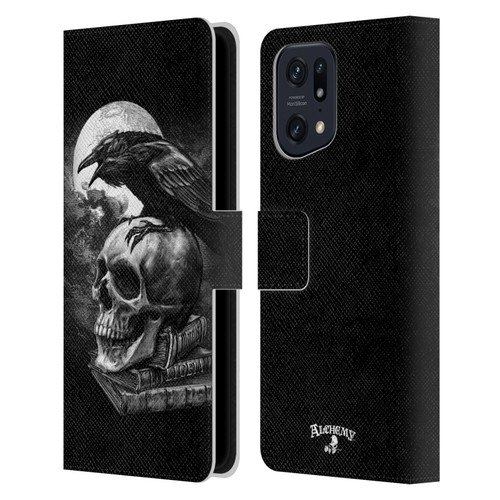 Alchemy Gothic Wing Poe's Raven Leather Book Wallet Case Cover For OPPO Find X5