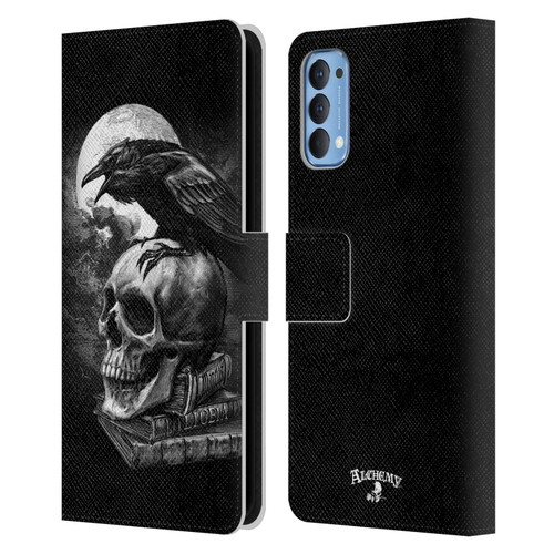 Alchemy Gothic Wing Poe's Raven Leather Book Wallet Case Cover For OPPO Reno 4 5G