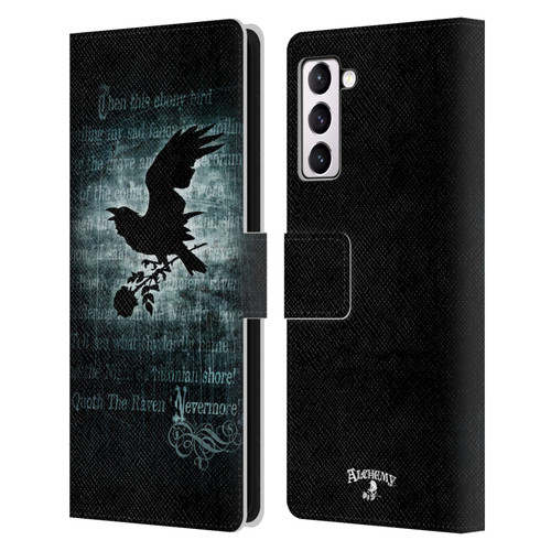 Alchemy Gothic Wing Nevermore Leather Book Wallet Case Cover For Samsung Galaxy S21+ 5G