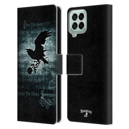 Alchemy Gothic Wing Nevermore Leather Book Wallet Case Cover For Samsung Galaxy M33 (2022)