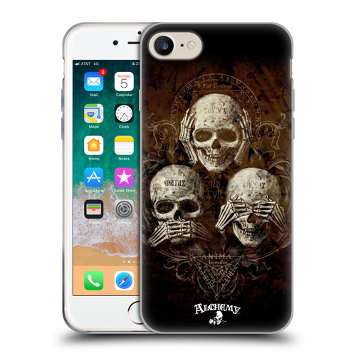 Alchemy Gothic Skull No Evil Three Skull Soft Gel Case for Apple iPhone 7 / 8 / SE 2020 & 2022