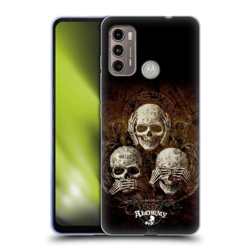 Alchemy Gothic Skull No Evil Three Skull Soft Gel Case for Motorola Moto G60 / Moto G40 Fusion
