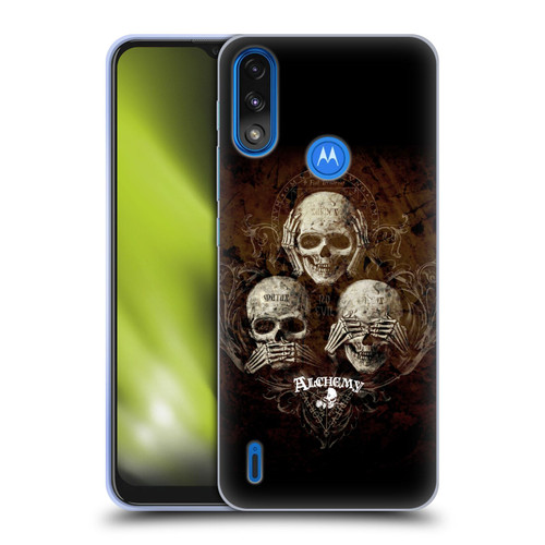 Alchemy Gothic Skull No Evil Three Skull Soft Gel Case for Motorola Moto E7 Power / Moto E7i Power