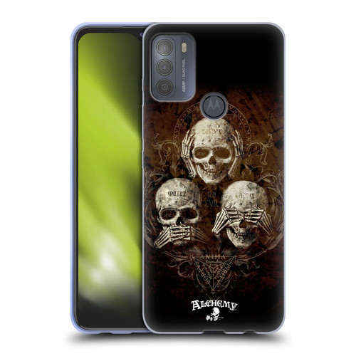 Alchemy Gothic Skull No Evil Three Skull Soft Gel Case for Motorola Moto G50