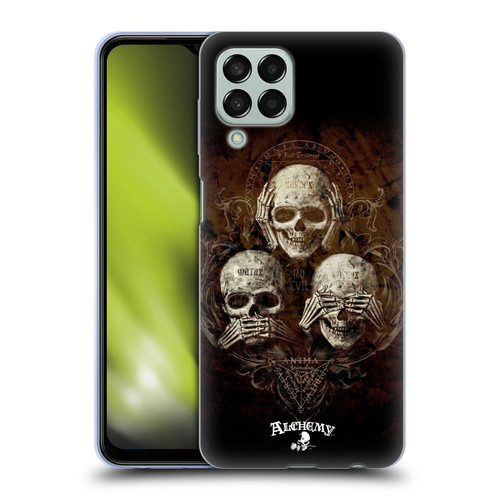Alchemy Gothic Skull No Evil Three Skull Soft Gel Case for Samsung Galaxy M33 (2022)