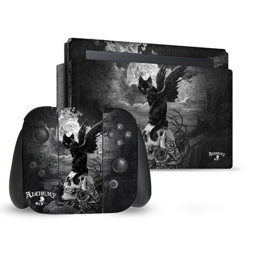 Alchemy Gothic Gothic Nine Lives Of Poe Skull Cat Vinyl Sticker Skin Decal Cover for Nintendo Switch Bundle