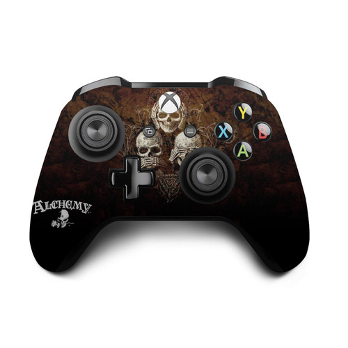 Alchemy Gothic Gothic No Evil Three Skull Vinyl Sticker Skin Decal Cover for Microsoft Xbox One S / X Controller