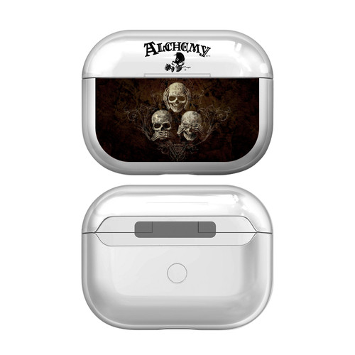 Alchemy Gothic Gothic No Evil Three Skull Clear Hard Crystal Cover Case for Apple AirPods Pro Charging Case