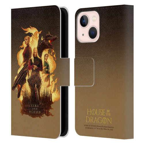 House Of The Dragon: Television Series Art Fire And Blood Leather Book Wallet Case Cover For Apple iPhone 13 Mini