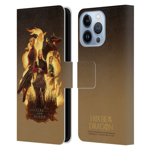 House Of The Dragon: Television Series Art Fire And Blood Leather Book Wallet Case Cover For Apple iPhone 13 Pro