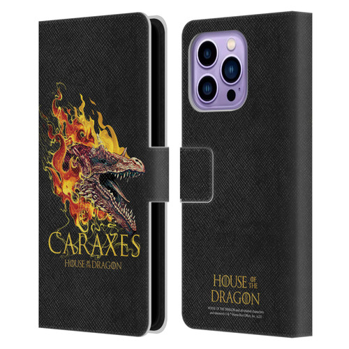 House Of The Dragon: Television Series Art Caraxes Leather Book Wallet Case Cover For Apple iPhone 14 Pro Max