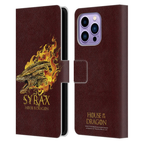 House Of The Dragon: Television Series Art Syrax Leather Book Wallet Case Cover For Apple iPhone 14 Pro Max