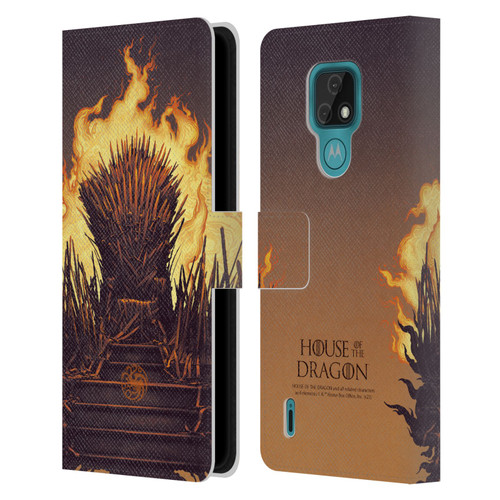 House Of The Dragon: Television Series Art Iron Throne Leather Book Wallet Case Cover For Motorola Moto E7