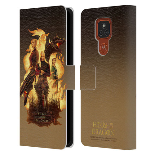House Of The Dragon: Television Series Art Fire And Blood Leather Book Wallet Case Cover For Motorola Moto E7 Plus