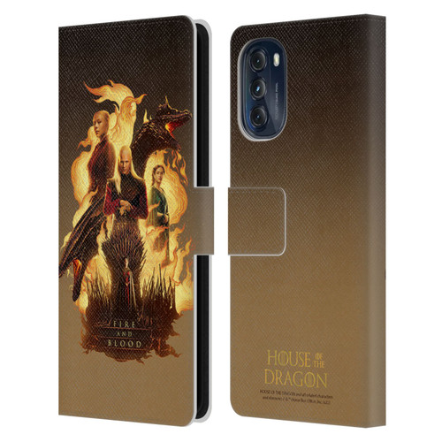 House Of The Dragon: Television Series Art Fire And Blood Leather Book Wallet Case Cover For Motorola Moto G (2022)
