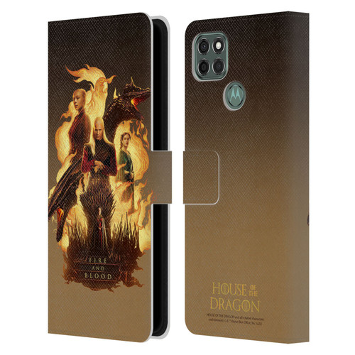 House Of The Dragon: Television Series Art Fire And Blood Leather Book Wallet Case Cover For Motorola Moto G9 Power
