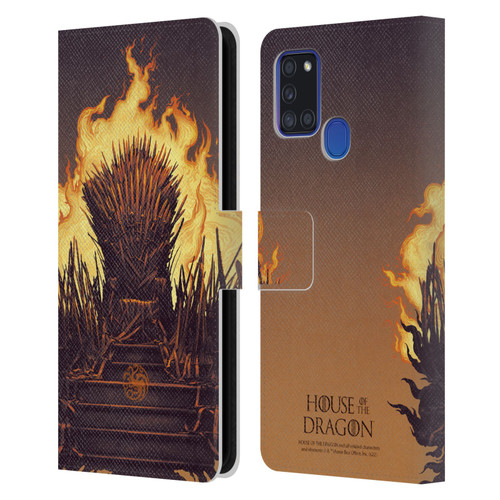 House Of The Dragon: Television Series Art Iron Throne Leather Book Wallet Case Cover For Samsung Galaxy A21s (2020)