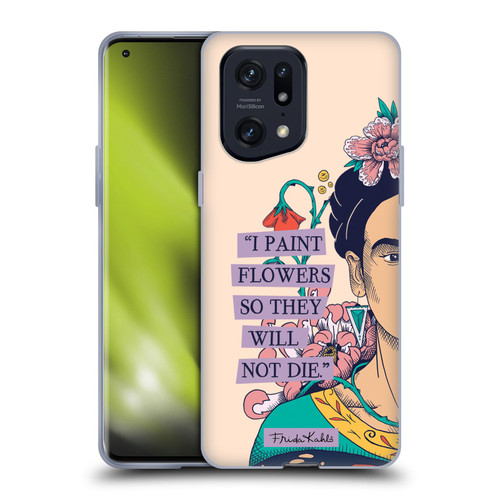 Frida Kahlo Sketch I Paint Flowers Soft Gel Case for OPPO Find X5 Pro