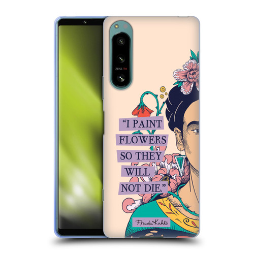 Frida Kahlo Sketch I Paint Flowers Soft Gel Case for Sony Xperia 5 IV