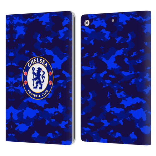 Chelsea Football Club Crest Camouflage Leather Book Wallet Case Cover For Apple iPad 10.2 2019/2020/2021