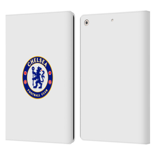 Chelsea Football Club Crest Plain White Leather Book Wallet Case Cover For Apple iPad 10.2 2019/2020/2021