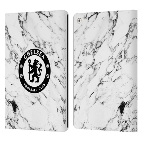 Chelsea Football Club Crest White Marble Leather Book Wallet Case Cover For Apple iPad 10.2 2019/2020/2021