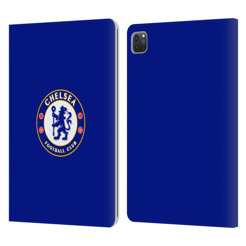 Chelsea Football Club Crest Plain Blue Leather Book Wallet Case Cover For Apple iPad Pro 11 2020 / 2021 / 2022