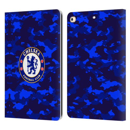 Chelsea Football Club Crest Camouflage Leather Book Wallet Case Cover For Apple iPad 9.7 2017 / iPad 9.7 2018