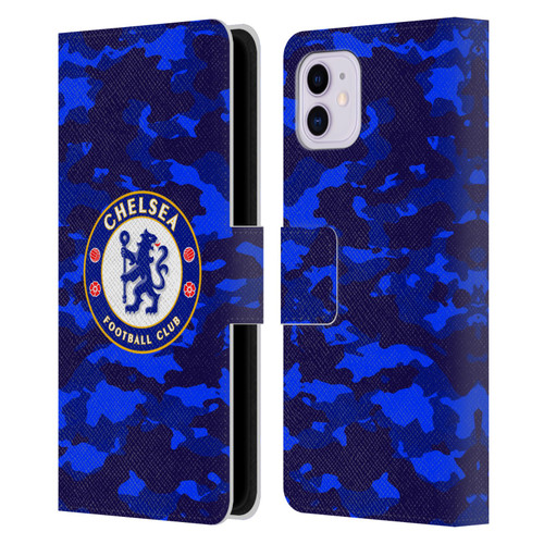 Chelsea Football Club Crest Camouflage Leather Book Wallet Case Cover For Apple iPhone 11