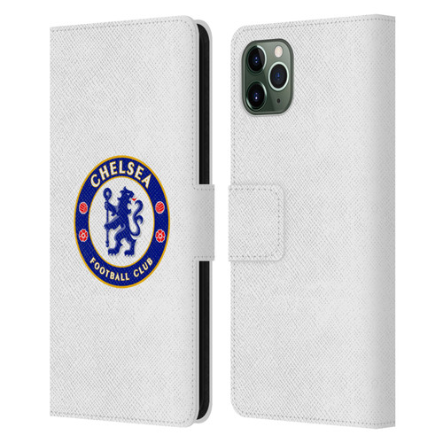 Chelsea Football Club Crest Plain White Leather Book Wallet Case Cover For Apple iPhone 11 Pro Max