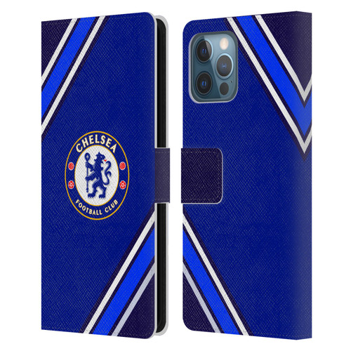 Chelsea Football Club Crest Stripes Leather Book Wallet Case Cover For Apple iPhone 12 Pro Max