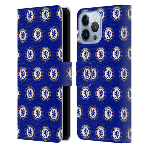 Chelsea Football Club Crest Pattern Leather Book Wallet Case Cover For Apple iPhone 13 Pro Max