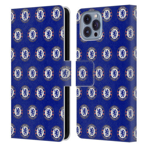 Chelsea Football Club Crest Pattern Leather Book Wallet Case Cover For Apple iPhone 14