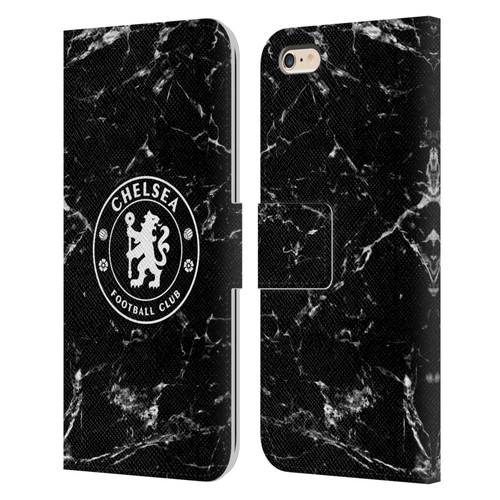 Chelsea Football Club Crest Black Marble Leather Book Wallet Case Cover For Apple iPhone 6 Plus / iPhone 6s Plus