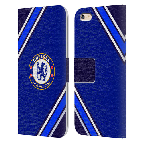 Chelsea Football Club Crest Stripes Leather Book Wallet Case Cover For Apple iPhone 6 Plus / iPhone 6s Plus