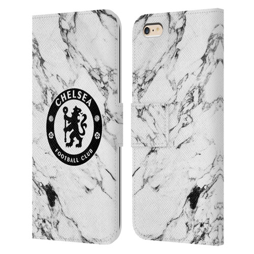 Chelsea Football Club Crest White Marble Leather Book Wallet Case Cover For Apple iPhone 6 Plus / iPhone 6s Plus