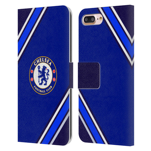Chelsea Football Club Crest Stripes Leather Book Wallet Case Cover For Apple iPhone 7 Plus / iPhone 8 Plus